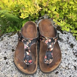 Birkenstock Papillio Black Floral Buckle Sandals
